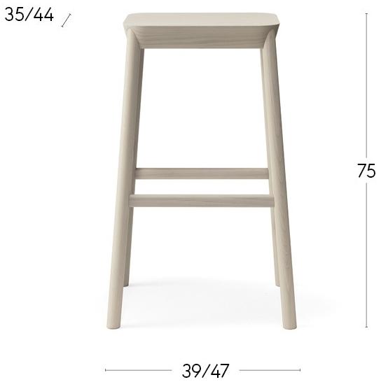 Billiani Высокий табурет из бука с подставкой для ног Drum 074 - Вид №1
