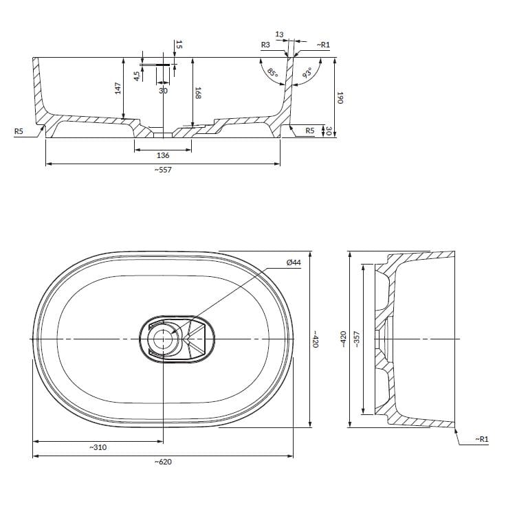 Овальная столешница из композитного материала OMNIRES Cadence M+ ARCH-00067597 - Вид №4