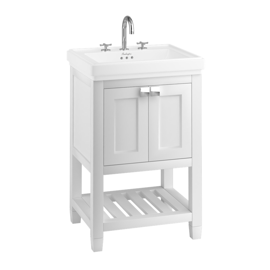 Burlington Riviera Мебель для умывальника Riviera 580 мм с квадратной раковиной Riviera 580 мм в розовом с 1 отверстием под смеситель RIVF580P - RIV1 1TH  - Вид №2