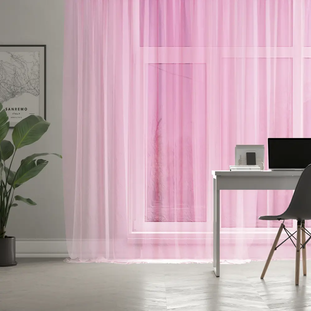 Тюль на ленте с утяжелителем Капри 250x260 см цвет розовый MIAMOZA STLM-2190658