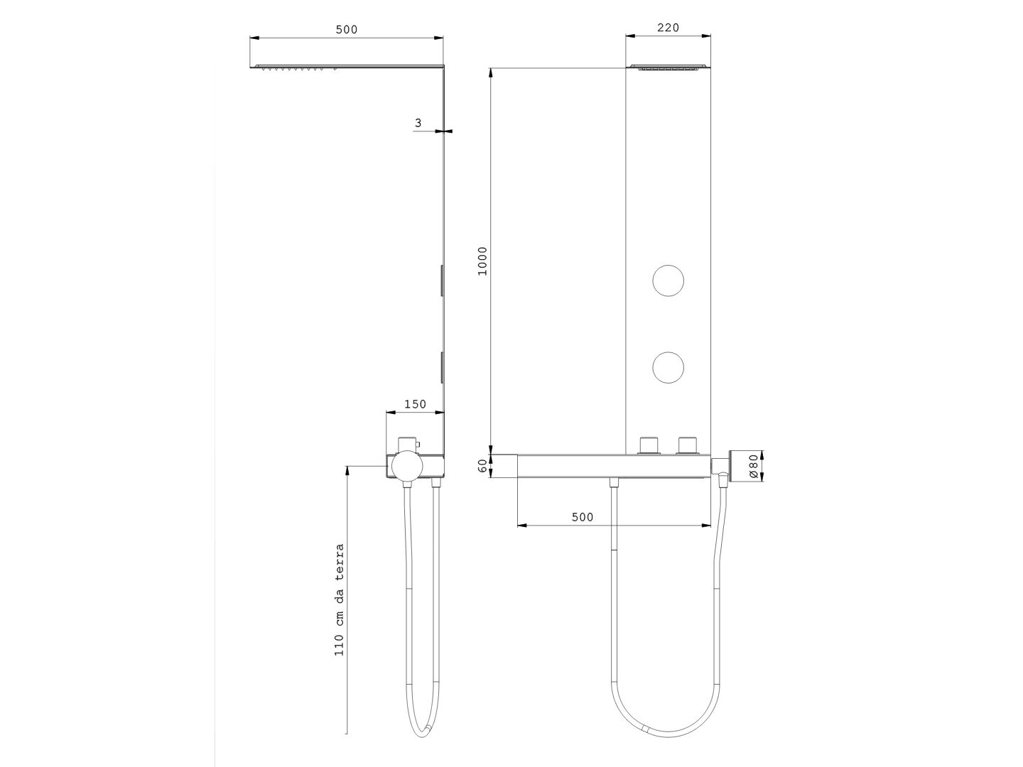 Настенная душевая панель из нержавеющей стали с ручным душем и душем Cropelli Alyssia ARCH-00105105 - Вид №35