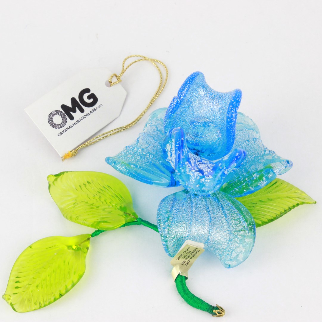 1548 ORIGINALMURANOGLASS Голубой цветок из муранского стекла 12 см  - Вид №1