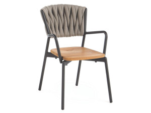 Садовый стул с веревкой и тиковым подлокотником