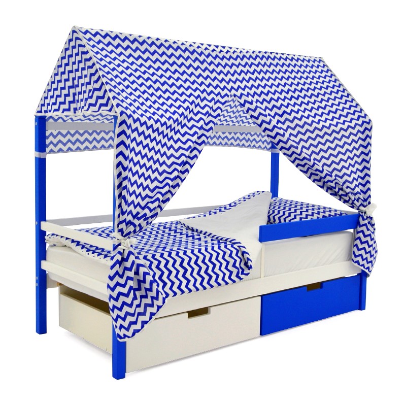 Крыша для кровати-домика текстильная Svogen зигзаги синие БЕЛЬМАРКО  00-3833091 Синий Santreyd  - Вид №3