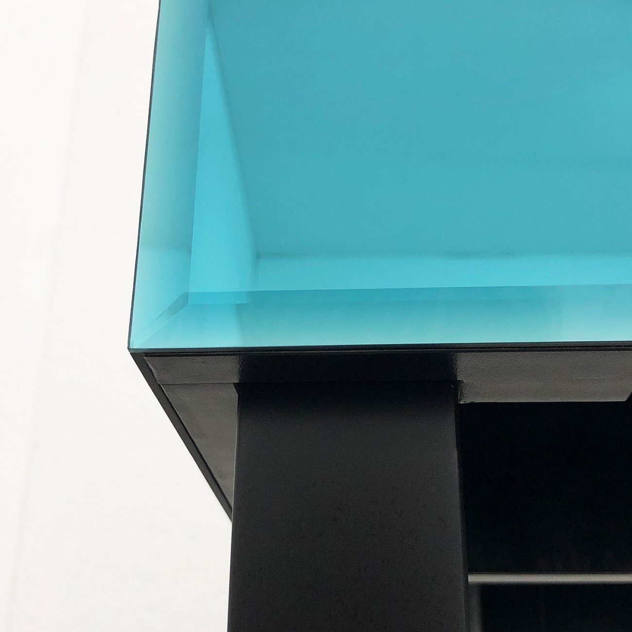 Консоль зеркальная синяя с ящиком и черными ножками "Грэйс" GRAUM  304040 Зеркальный;синий  - Вид №3