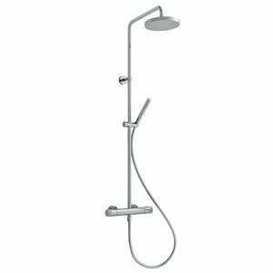 CRIES486 Внешний термостатический смеситель для душа с поворотной стойкой, регулируемым верхним душем с защитой от накипи, ручным душем с защитой от накипи со скользящей штангой и гибким шлангом LONG LIFE Cristina Rubinetterie