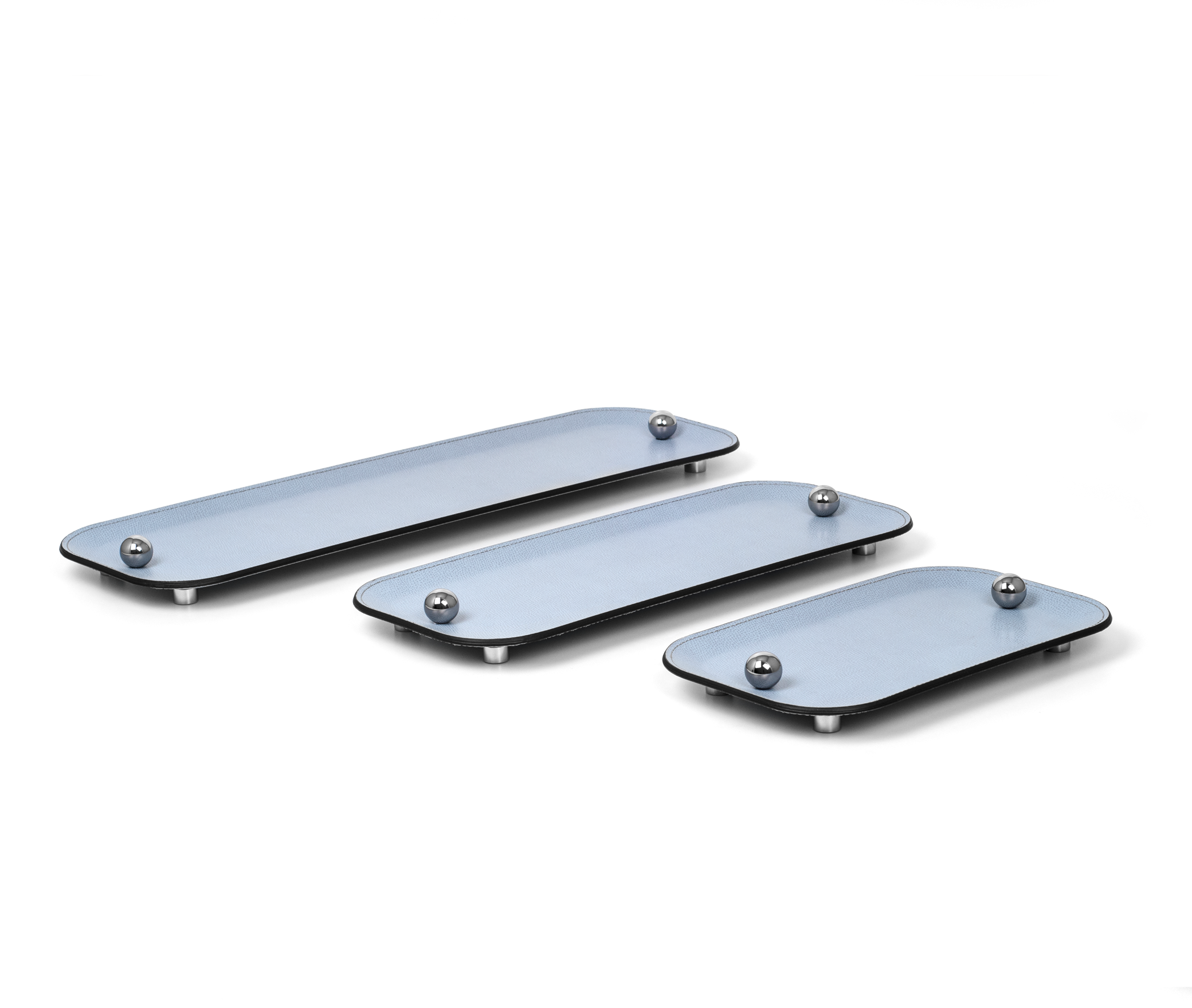 Олимпия Поднос - 25X15 см/металл-хром/зернистая кожа_кремовый Pinetti 00.1630.029.027 - Вид №2