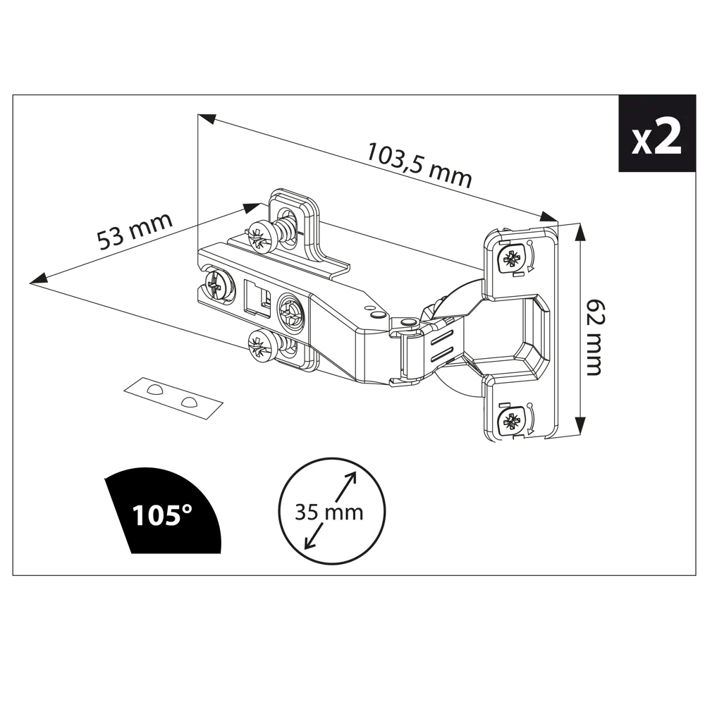 Комплект петель KONSENSA 105 градусов сталь 2 шт STLM-2054135 - Вид №2