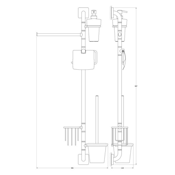 Штанга комбинированная для туалета с биде 85 см Ellux AVANTGARDE AVA 076 sun-id-562317 - Вид №1
