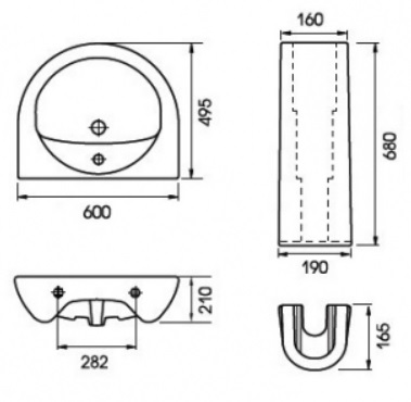OP4321WH Раковина 60 см Dorff Optima - Вид №1