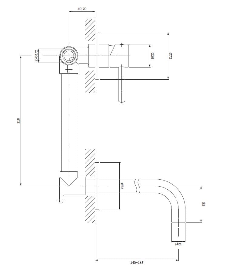 Настенный смеситель для раковины OMNIRES Y Y1215N ARCH-00061204 - Вид №4