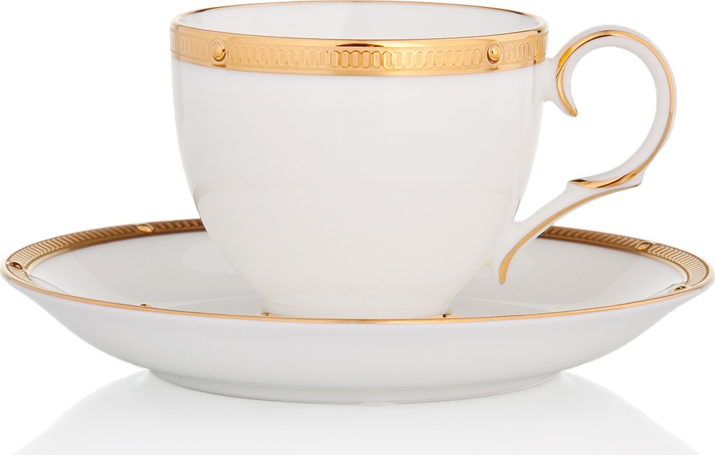 1051769 Noritake Чашка кофейная с блюдцем Noritake "Рочель,золотой кант" 90мл Фарфор костяной 