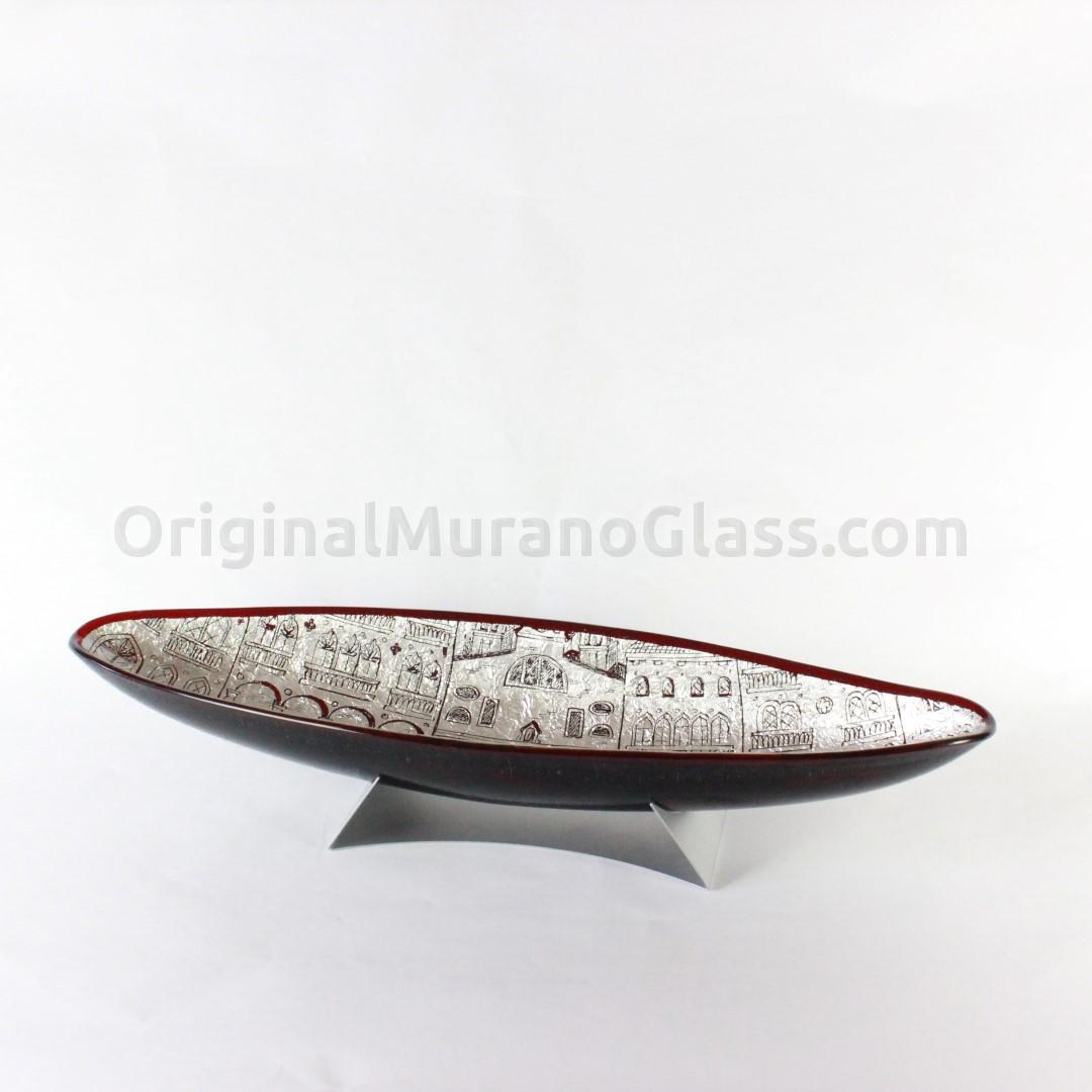 701 ORIGINALMURANOGLASS Декоративное блюдо Догаресса - argento - муранское стекло OMG 48 см  - Вид №1