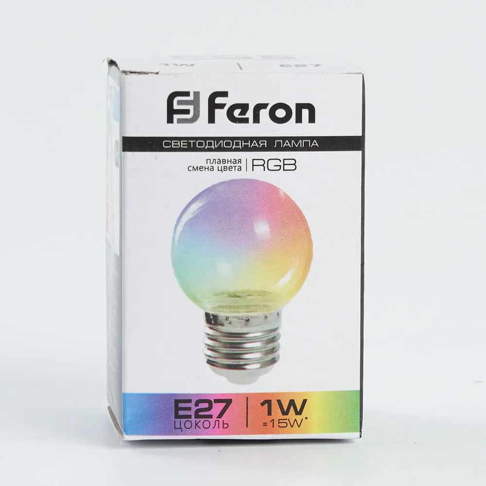 Лампа светодиодная Feron E27 LB-37 220 В 1 Вт шар регулируемый цвет света RGB прозрачный плафон STLM-2068331 - Вид №3