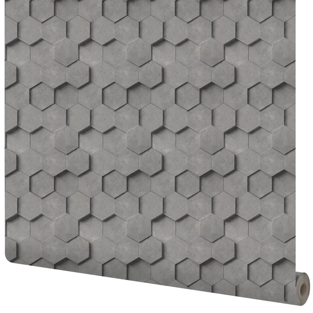 INSPIRE Art - Флизелиновые обои с геометрическим 3D-эффектом в цвете Графит 83617749 STLM-0042859