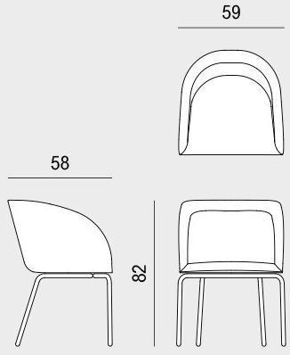 Viganò Стул с подлокотниками из ткани со стальной конструкцией Milly sun-id-1413115 - Вид №3