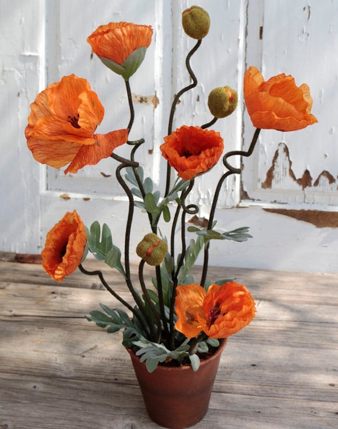 4524 334 a2 Мак шелковый, горшечный, 40 см, оранжевый H-andreas  - Вид №1
