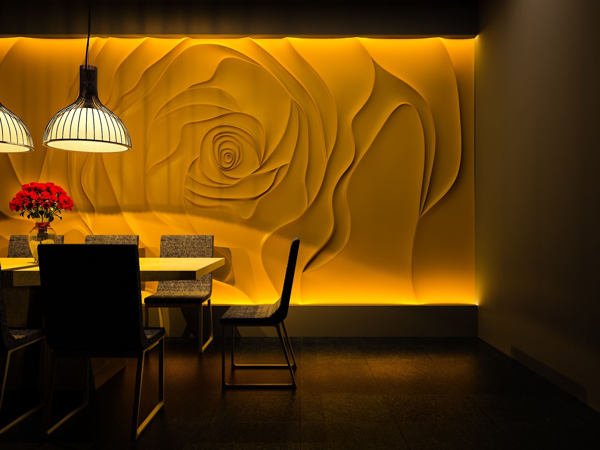 Трехмерная декоративная гипсовая панель WallDeco ROSE ARCH-00027669