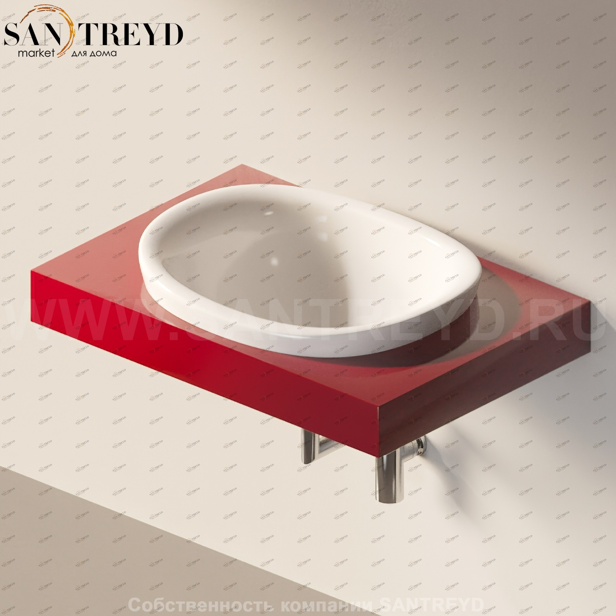 Flaminia IO e SI Столешница с отверстием под раковину красная IO60M1.3011 Ceramica Flaminia IO60M13011