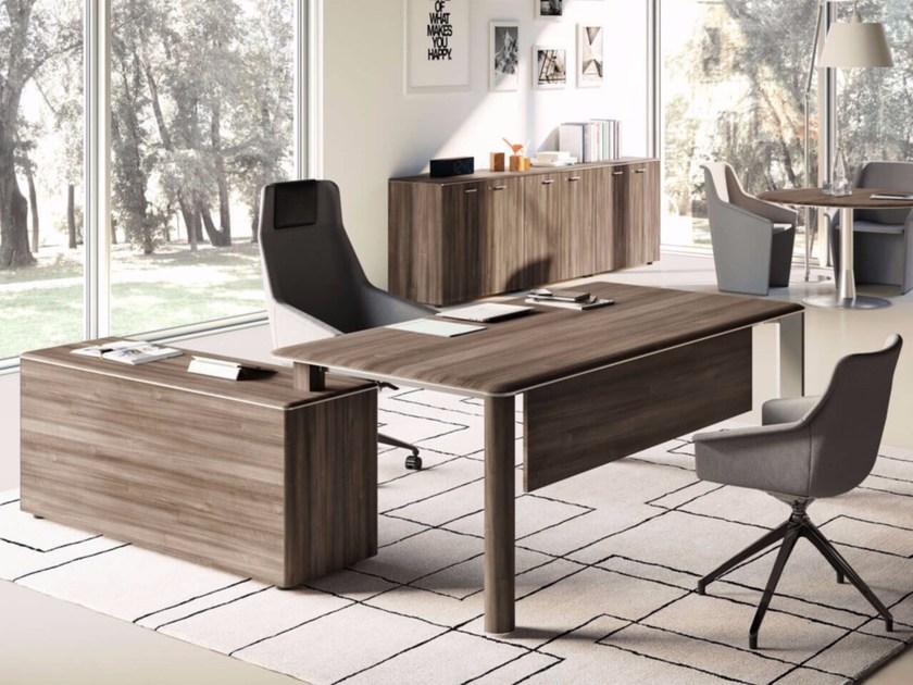 Las Mobili Офисный угловой стол в современном стиле со встроенной полкой Iulio sun-id-1356309 - Вид №2