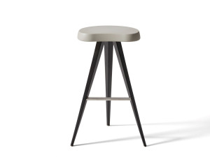 Высокий стул из стали и дерева с подставкой для ног