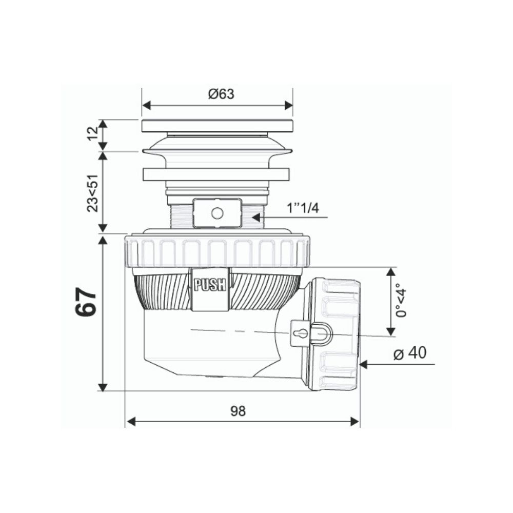 Сифон Nano Клик-Клак без перелива, выход 40 мм (30987054) 30987054 Santreyd  - Вид №2