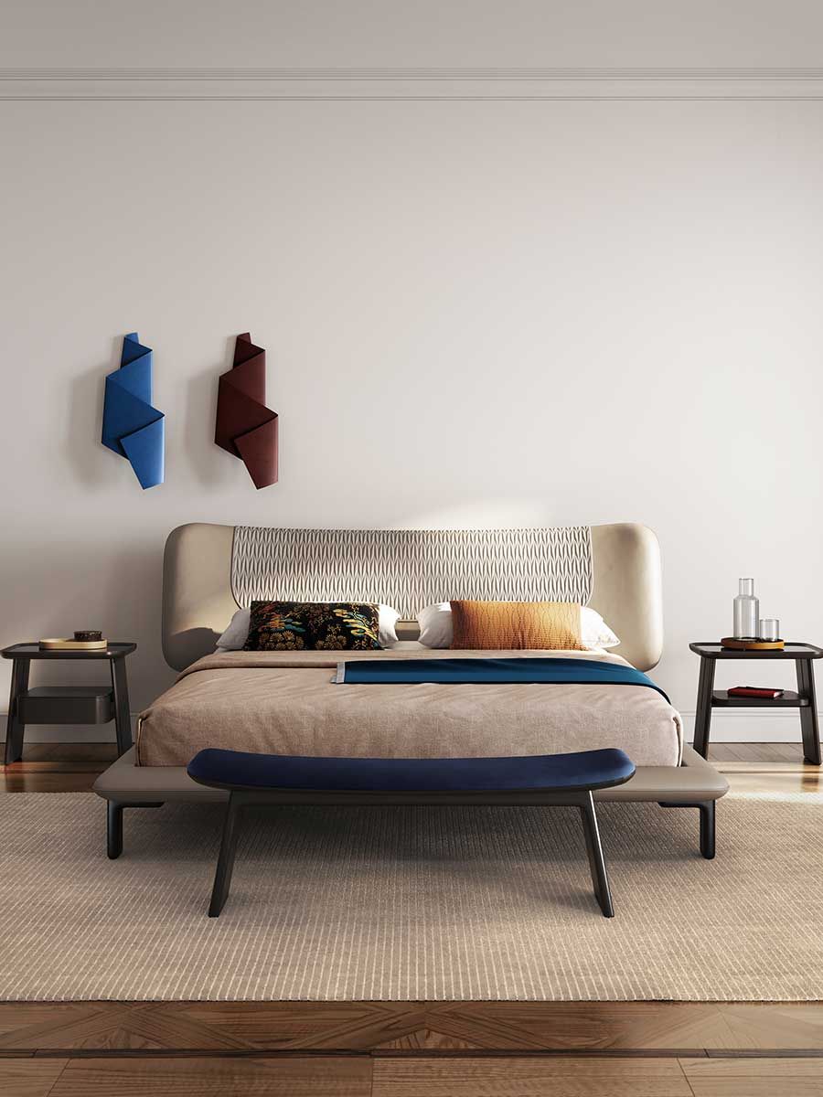 Двуспальная кровать с мягким изголовьем Poltrona Frau коллекция-мебель и аксессуары ARCH-00102801