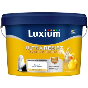 LUXIUM Super Strong — моющаяся краска для стен и потолков, полуматовая белая, 2.5 л 89425795