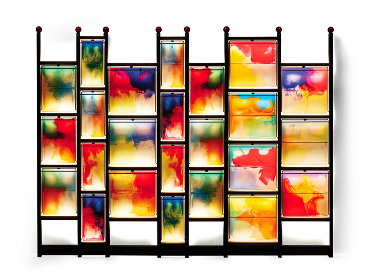 Настенный книжный шкаф из смолы и бука с освещением Bottega Ghianda LUIGI (O MI AMATE VOI) ARCH-00144101