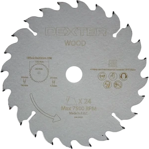 Диск циркулярный по дереву Dexter 185x20/16/12 мм 24 зуба 82304535 STLM-2044647