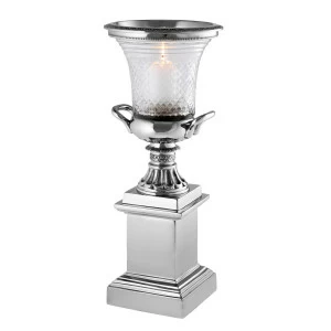 Подсвечник стеклянный на пьедестале серебряный Washington от Eichholtz EICHHOLTZ EICHHOLTZ 060261 Прозрачный;серебро