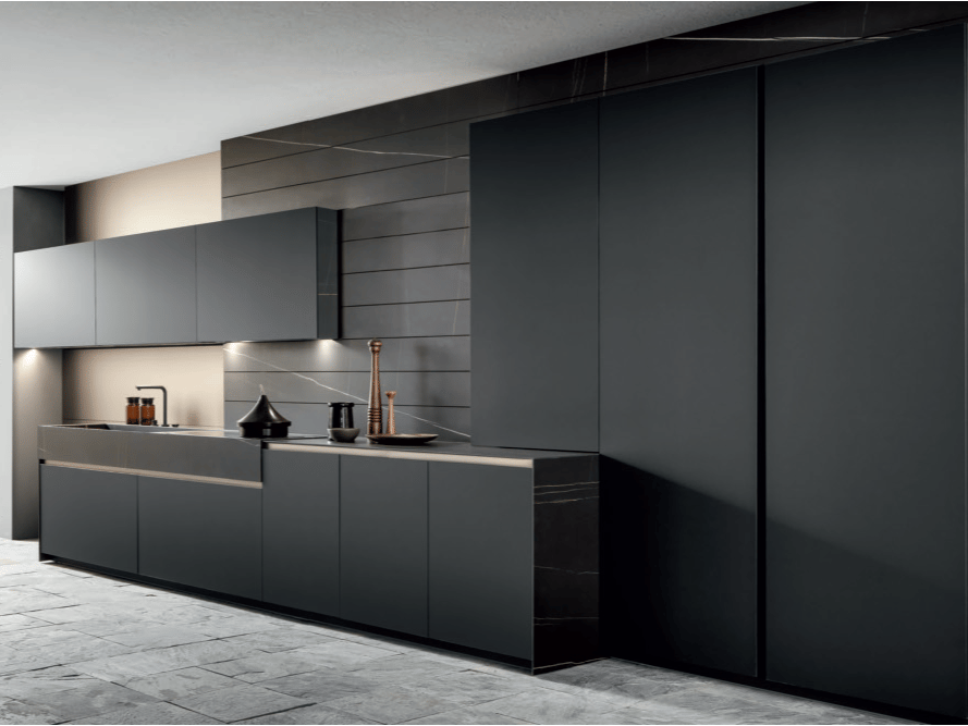 Линейная кухня из керамогранита без ручек MODULNOVA Skill ARCH-00039841 - Вид №1