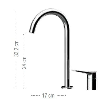 2 отверстия однорычажный высокий смеситель для раковины Remer Rubinetterie Slash &amp ARCH-00099374 - Вид №2