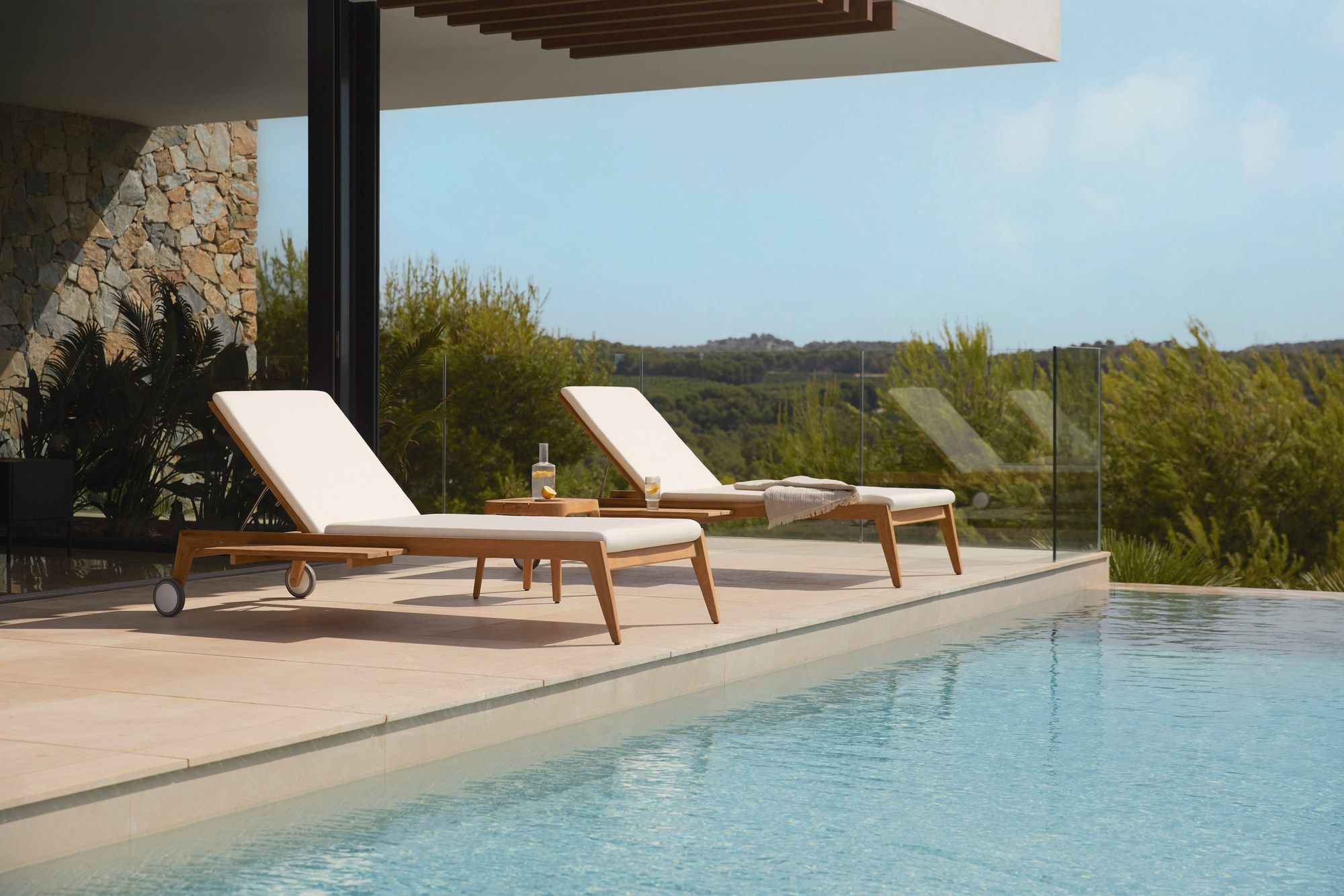 Садовая кровать с откидной спинкой из тикового дерева с колесами POINT Paralel ARCH-00036556 - Вид №6