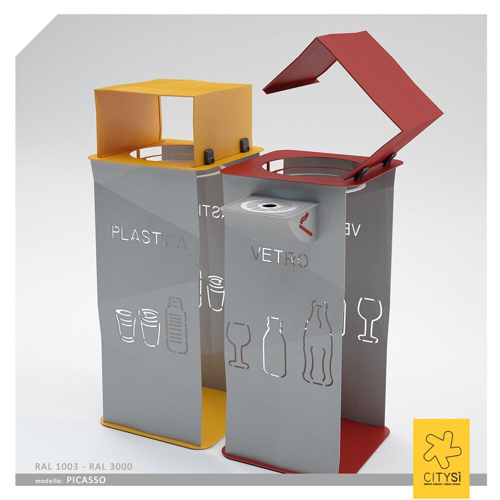 Стальная корзина для мусора с пепельницей и крышкой CITYSì PICASSO ARCH-00030653 - Вид №2