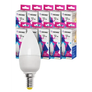 91032713 Набор ламп светодиодных Космос LED12wCNE1430_10 E14 175-265 В 12 Вт свеча матовая 1170 Лм теплый белый свет 10 шт STLM-0907014
