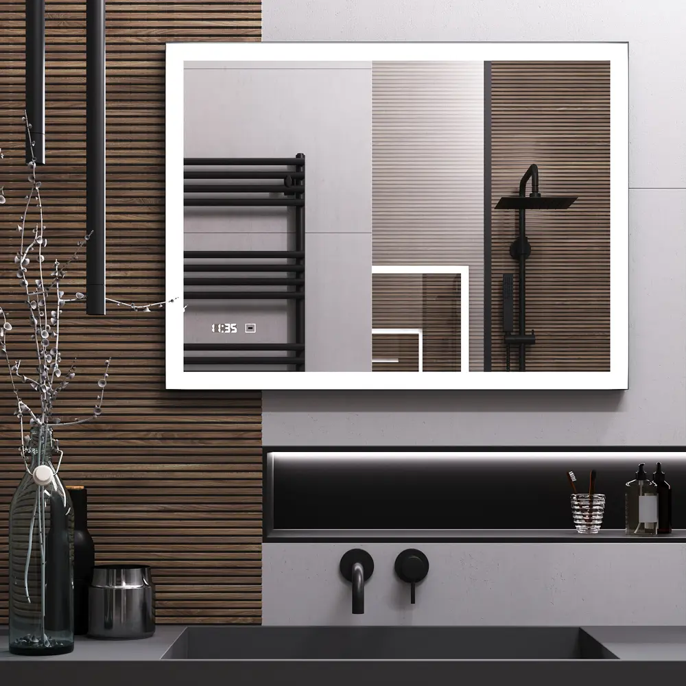 Зеркало для ванной Omega Glass Нант SD73 с подсветкой 80x60 см прямоугольное STLM-2053189