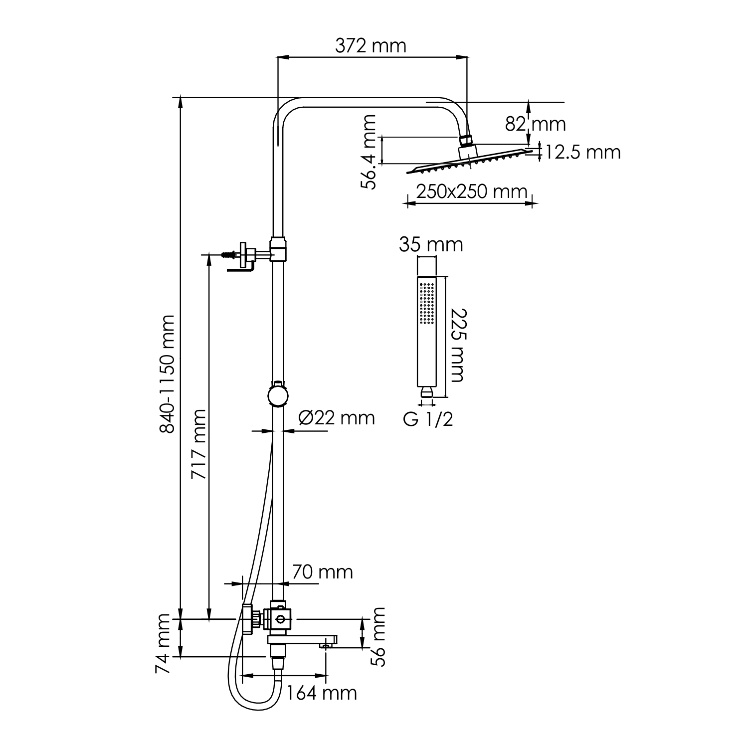A299.255.218.BM Thermo Душевой комплект с термостатическим смесителем WasserKRAFT  - Вид №1
