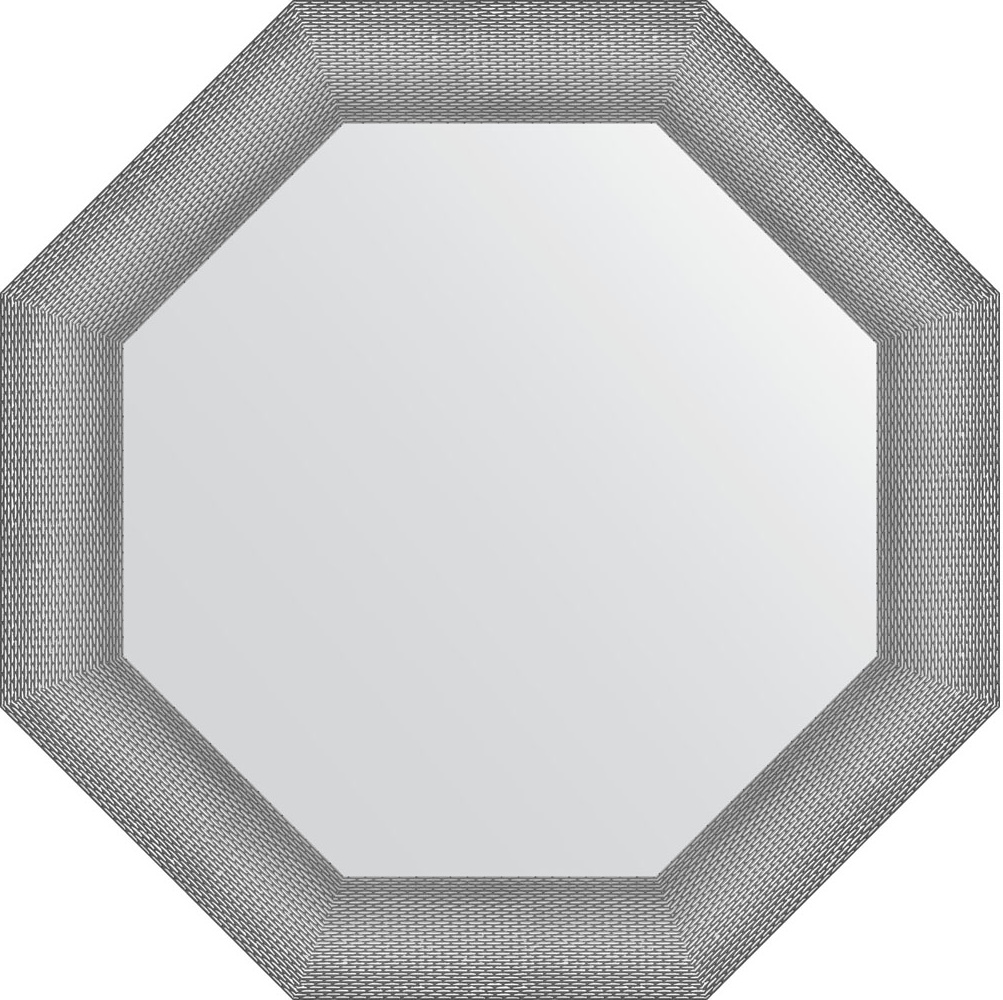 BY 7405 Зеркало в багетной раме - серебряная кольчуга 88 mm EVOFORM Octagon