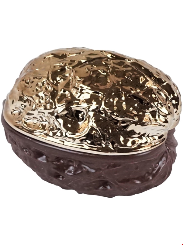 8712 Чаша с крышкой орех, коричневы, золотой, 18x13x12,5cm керамика HOFF INTERIEUR Santreyd 