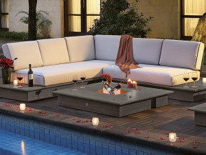 98.00.0703 La Villa Lounge Set Stone grey - вкл. 1x 3-местный с обивкой, 1x 2-местный с обивкой, 1x стол для отдыха Mbm