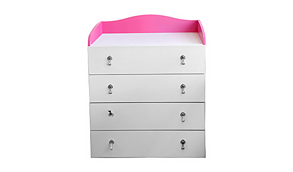 Комод детский с 4 ящиками и бортиками "Зефир" МАНДАРИН ЗЕФИР 178704 Белый;розовый Santreyd  - Вид №1