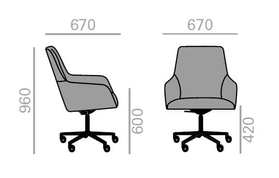 Офисное кресло с регулируемой высотой и колесами с 5 спицами Andreu World Alya Executive ARCH-00133182 - Вид №1