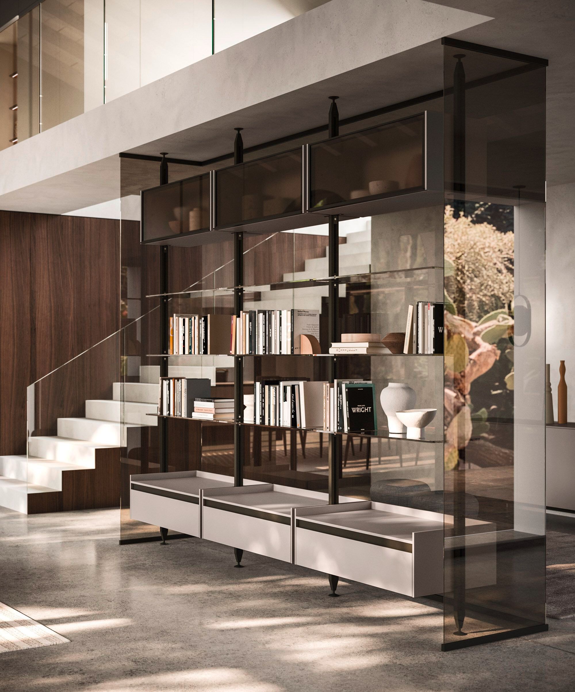 Модульный книжный шкаф из алюминия и стекла Arrital Feeling Home ARCH-00150246 - Вид №3