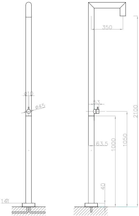 JEE-O Душевая стойка напольная из нержавеющей стали Original 100-6400/01-001-0365 - Вид №2