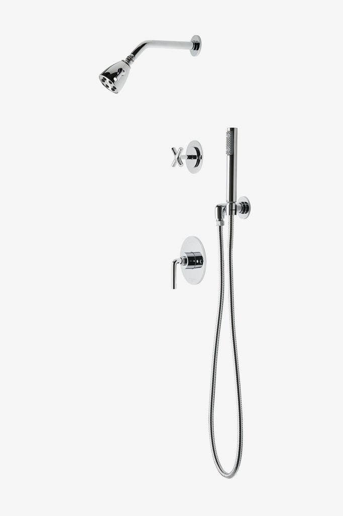 FLSP07 Душевая система Flyte с балансировкой давления с головкой 2 3/4 дюйма, ручным душем и перекрестной перекрестной рукояткой с отводом Waterworks 