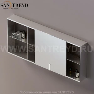 Agape 027 Настенный зеркальный шкаф 140 см. Отделка: хромированный сатин, фанера под коричневый дуб. Для хромированной отделки добавьте 16 % к базовой цене. AMOB027H6014RUSP