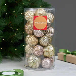 Набор ёлочных шаров KREAFORTA золотисто-жёлтые 24 шт, диаметр 6-8 см 89420563