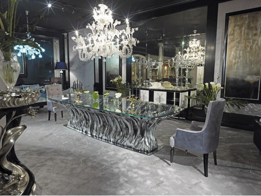 Bellotti Ezio Стол и стеклянная поверхность из полированного хрома Ficus 2016-41