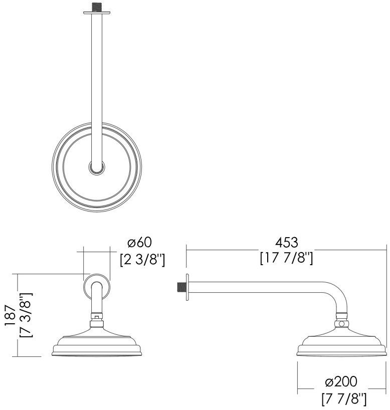 Devon&Devon Настенная лейка душа с держателем Swan Exc-sw140 - Вид №1